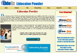 Lidocaine powder website design graphic